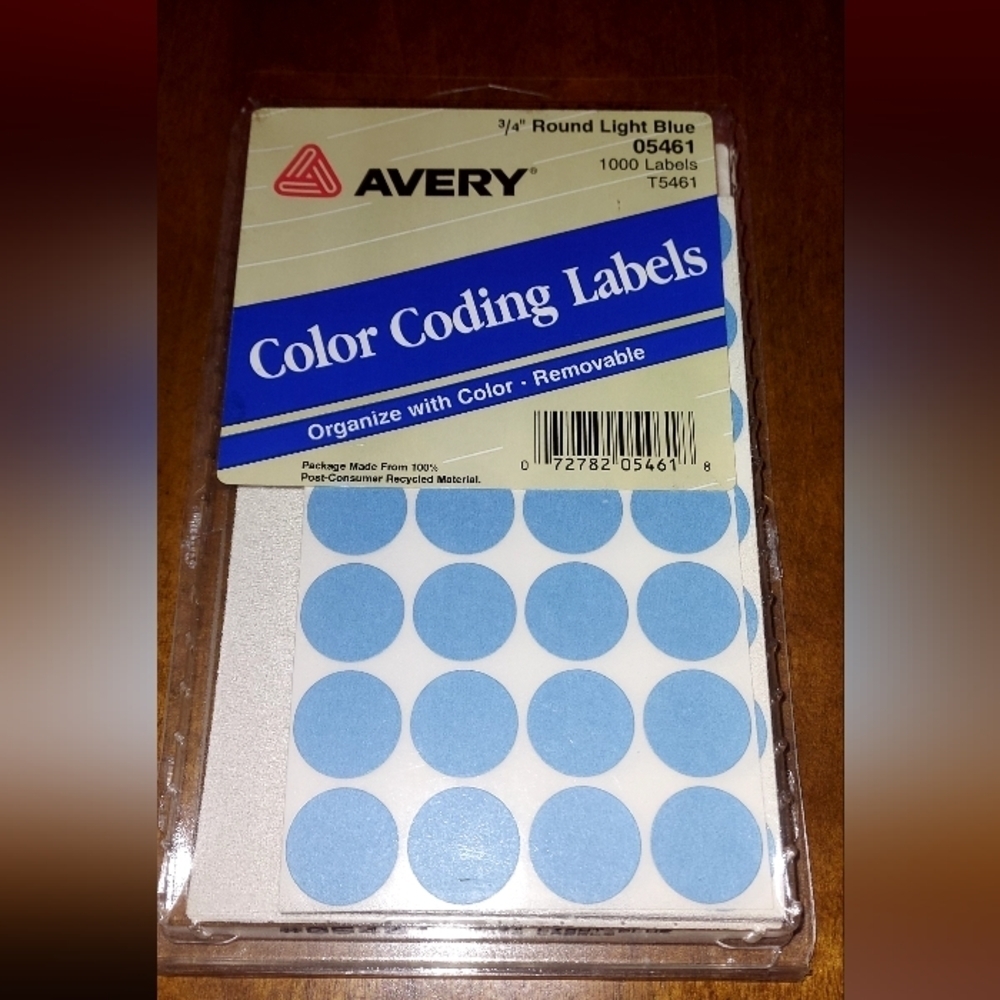 AVERY® Printable Removable Color-Coding Labels, 3/4" dia, Light B